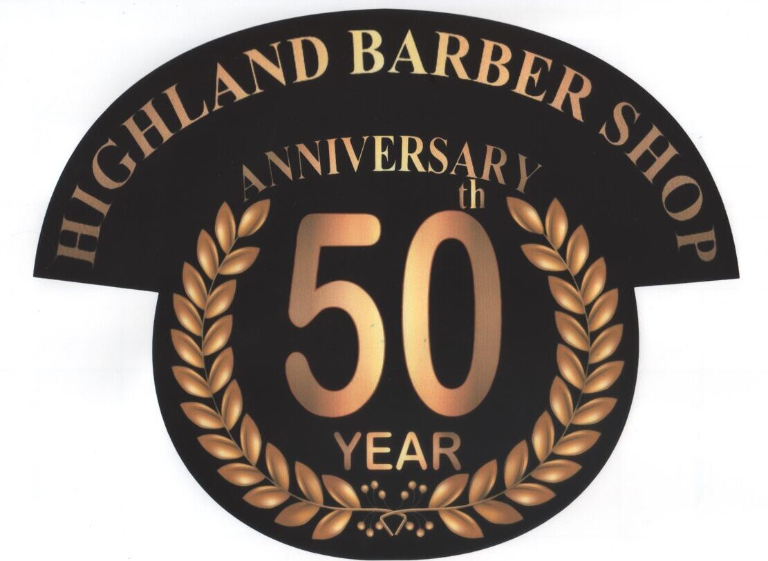 Highland Barber Shop 50th anniversary logo