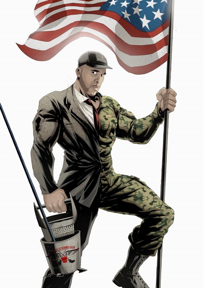 Wepa Commercial Cleaning artwork showing patriot businessman with flag, Success Stories